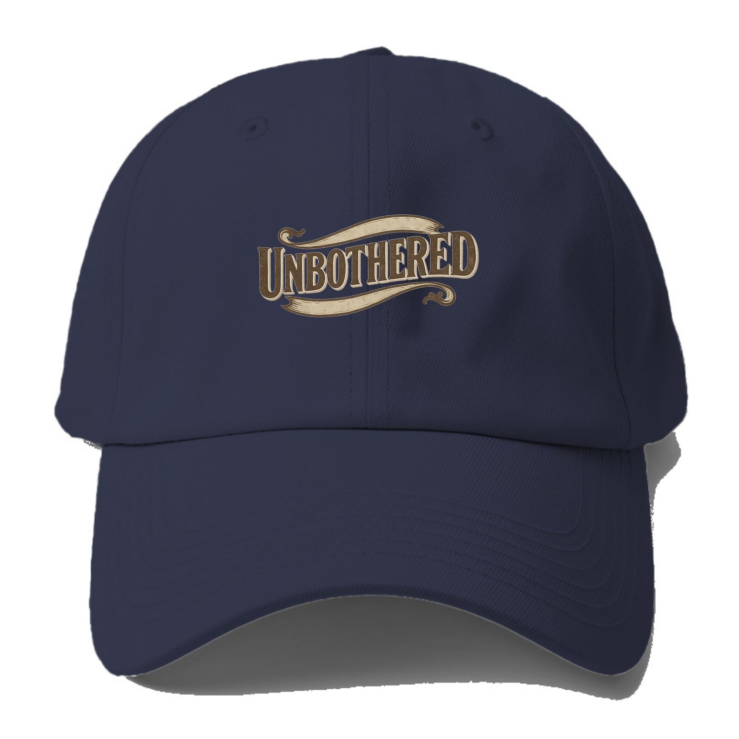 Bold typography design - "UNBOTHERED" - not affected, staying calm - Baseball Cap For Big Heads - Twilight Navy(Blue)