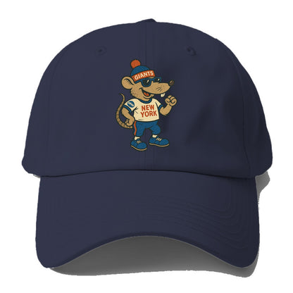 New York Rat wearing Giants beanie with subway patch and wayfarer - Baseball Cap For Big Heads - Twilight Navy(Blue)