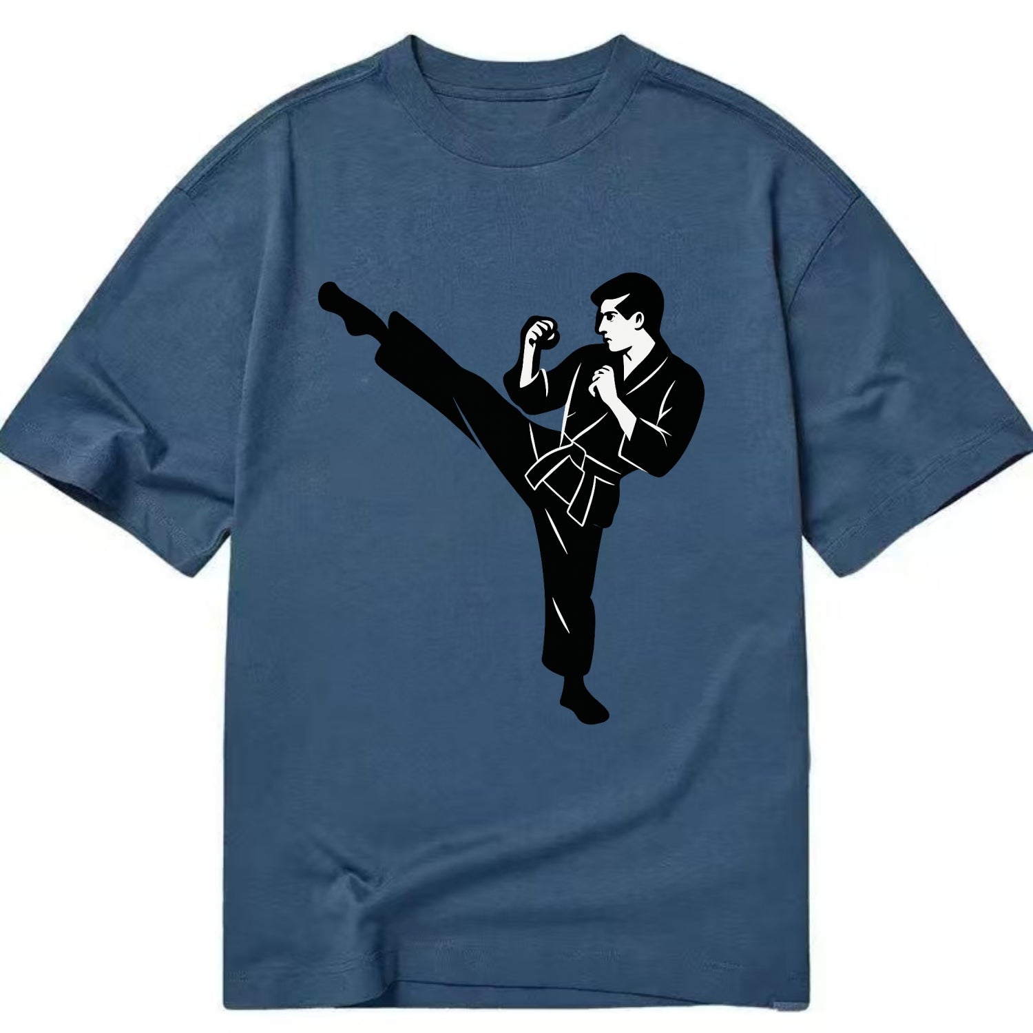 Martial artist performing a high kick - Classic T-shirt - Twilight Navy(Blue)
