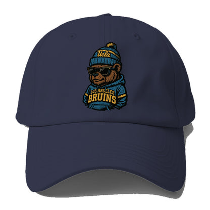 Los Angeles Bruin wearing UCLA beanie with script patch - Baseball Cap For Big Heads - Twilight Navy(Blue)