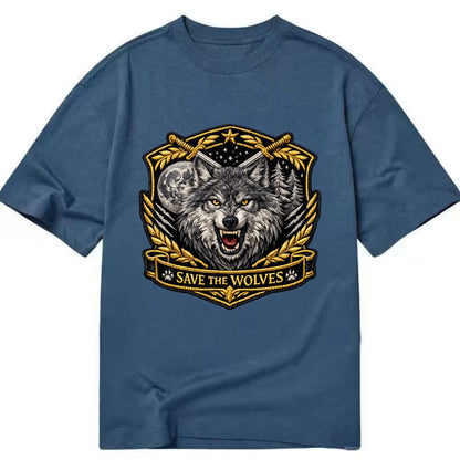 SAVE THE WOLVES - wolf moon in gray , predator protection - Classic T-shirt - Twilight Navy(Blue)