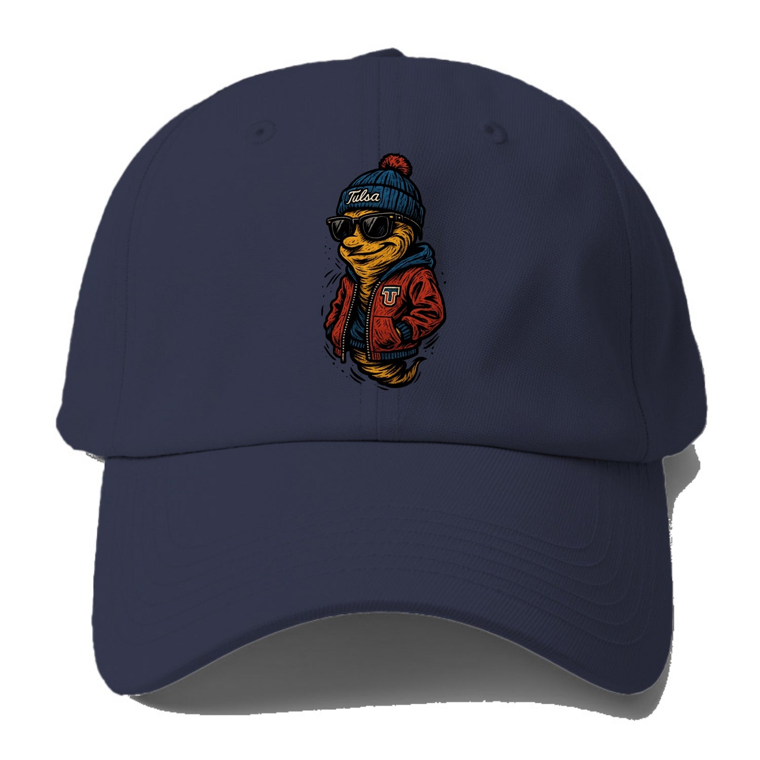 Tulsa Hurricane wearing Tulsa beanie with TU patch - Baseball Cap For Big Heads - Twilight Navy(Blue)