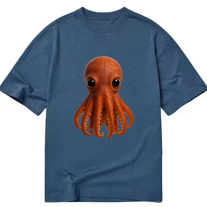 Baby Giant Pacific Octopus - reddish, smaller tentacles, expressive eyes, - Classic T-shirt - Twilight Navy(Blue)