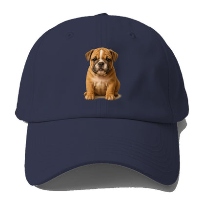 Baby Bulldog Puppy - wrinkly face, underbite, stocky body, gentle - Baseball Cap For Big Heads - Twilight Navy(Blue)