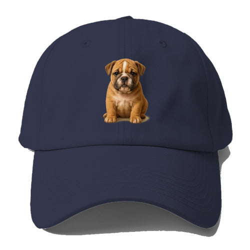 Baby Bulldog Puppy - wrinkly face, underbite, stocky body, gentle - Baseball Cap For Big Heads