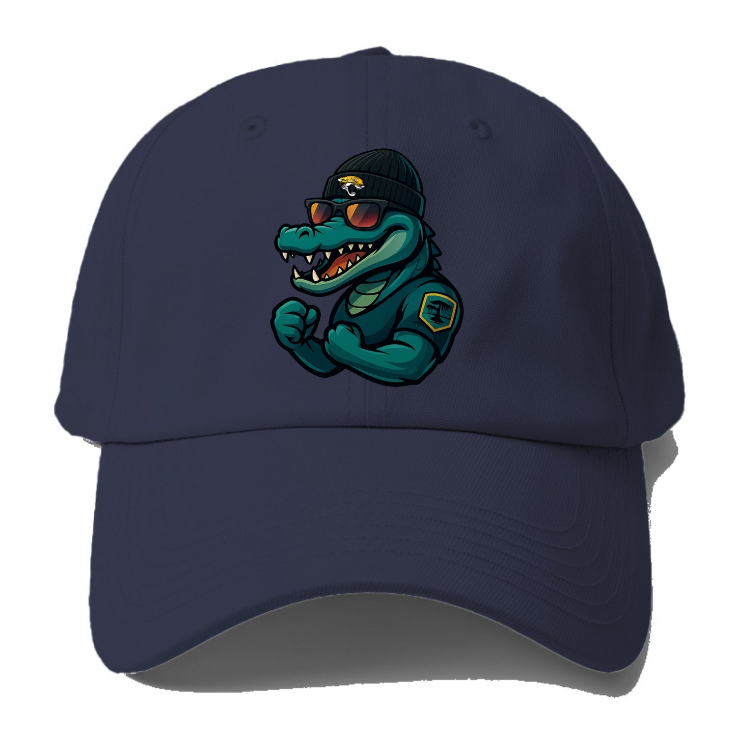 Jacksonville Alligator wearing Jaguars beanie with swamp patch and - Baseball Cap For Big Heads - Twilight Navy(Blue)