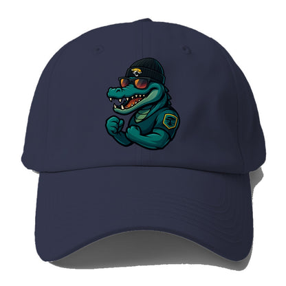 Jacksonville Alligator wearing Jaguars beanie with swamp patch and - Baseball Cap For Big Heads - Twilight Navy(Blue)