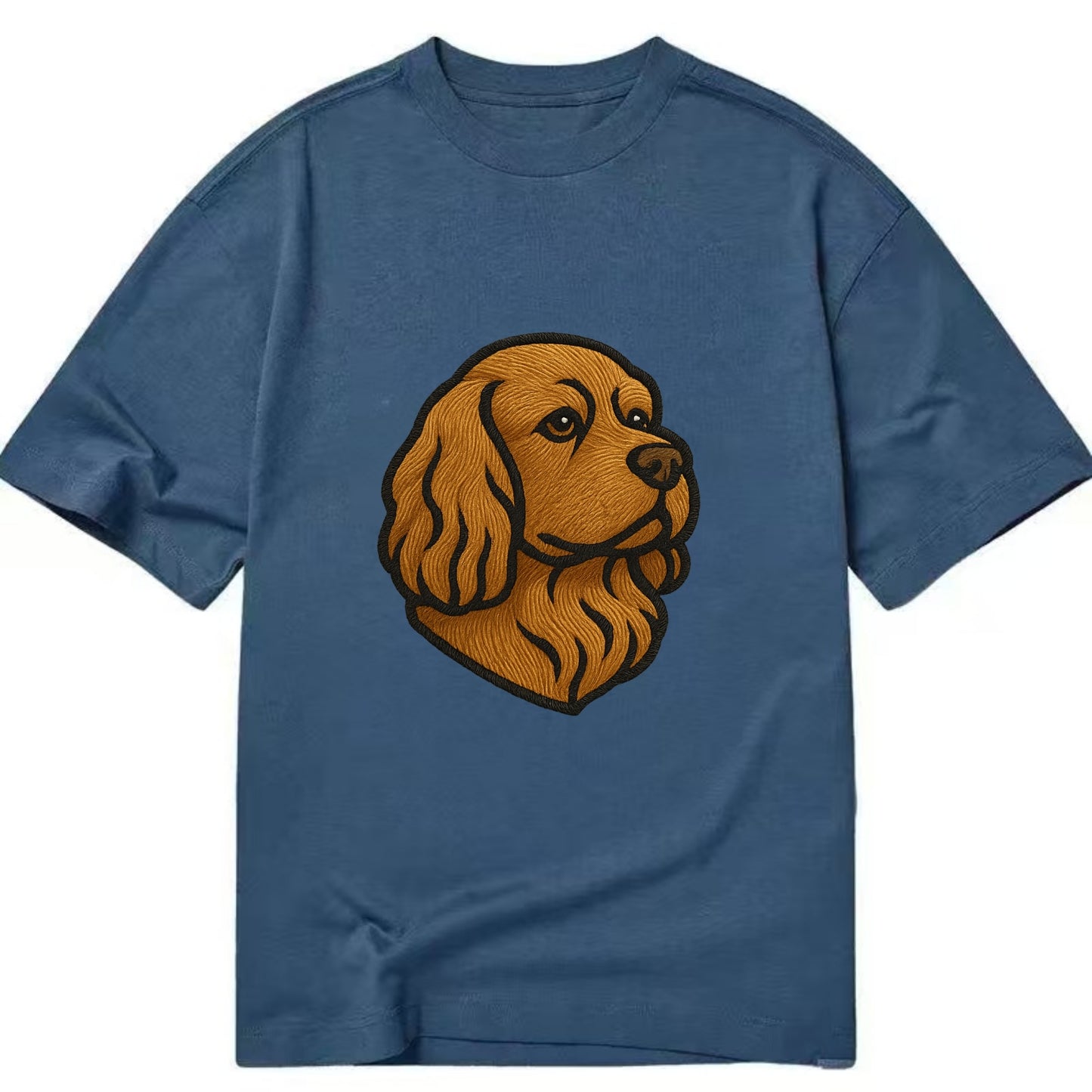 Sussex Spaniel - Golden liver embroidered low-set design - Classic T-shirt - Twilight Navy(Blue)