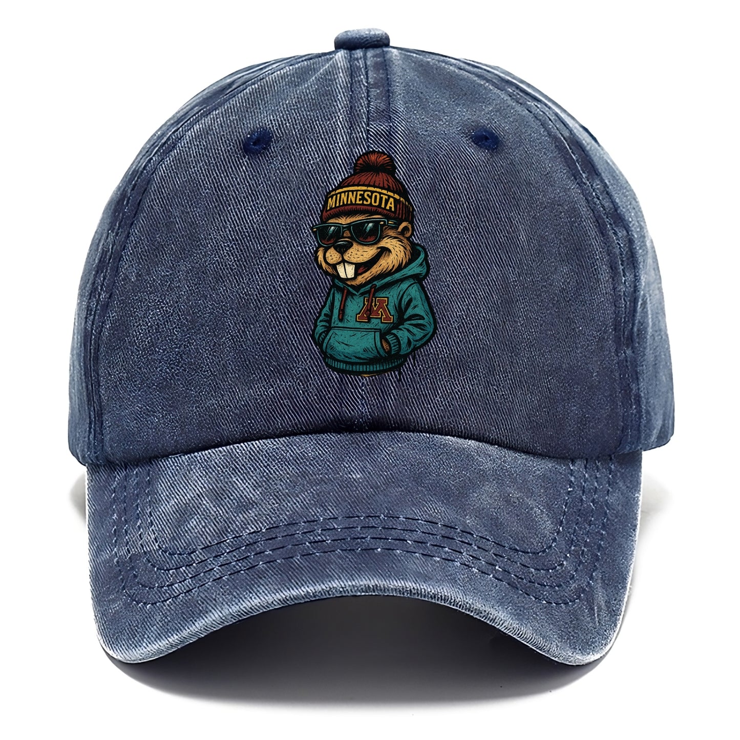 Minneapolis Gopher wearing Minnesota beanie with M patch - Classic Cap - Twilight Navy(Blue)