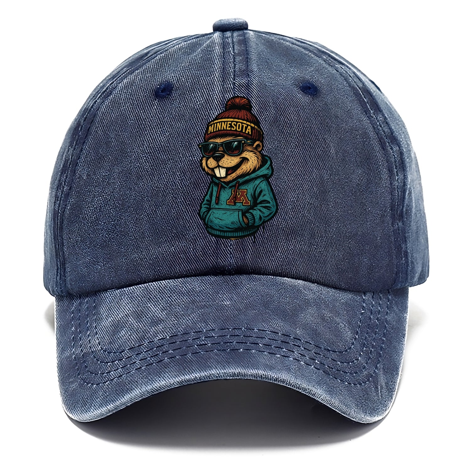 Minneapolis Gopher wearing Minnesota beanie with M patch - Classic Cap - Twilight Navy(Blue)