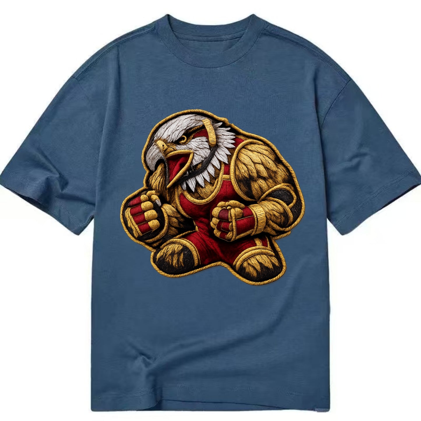 Embroidered patch design - WRESTLING EAGLE - fierce eagle with wrestling singlet - Classic T-shirt - Twilight Navy(Blue)