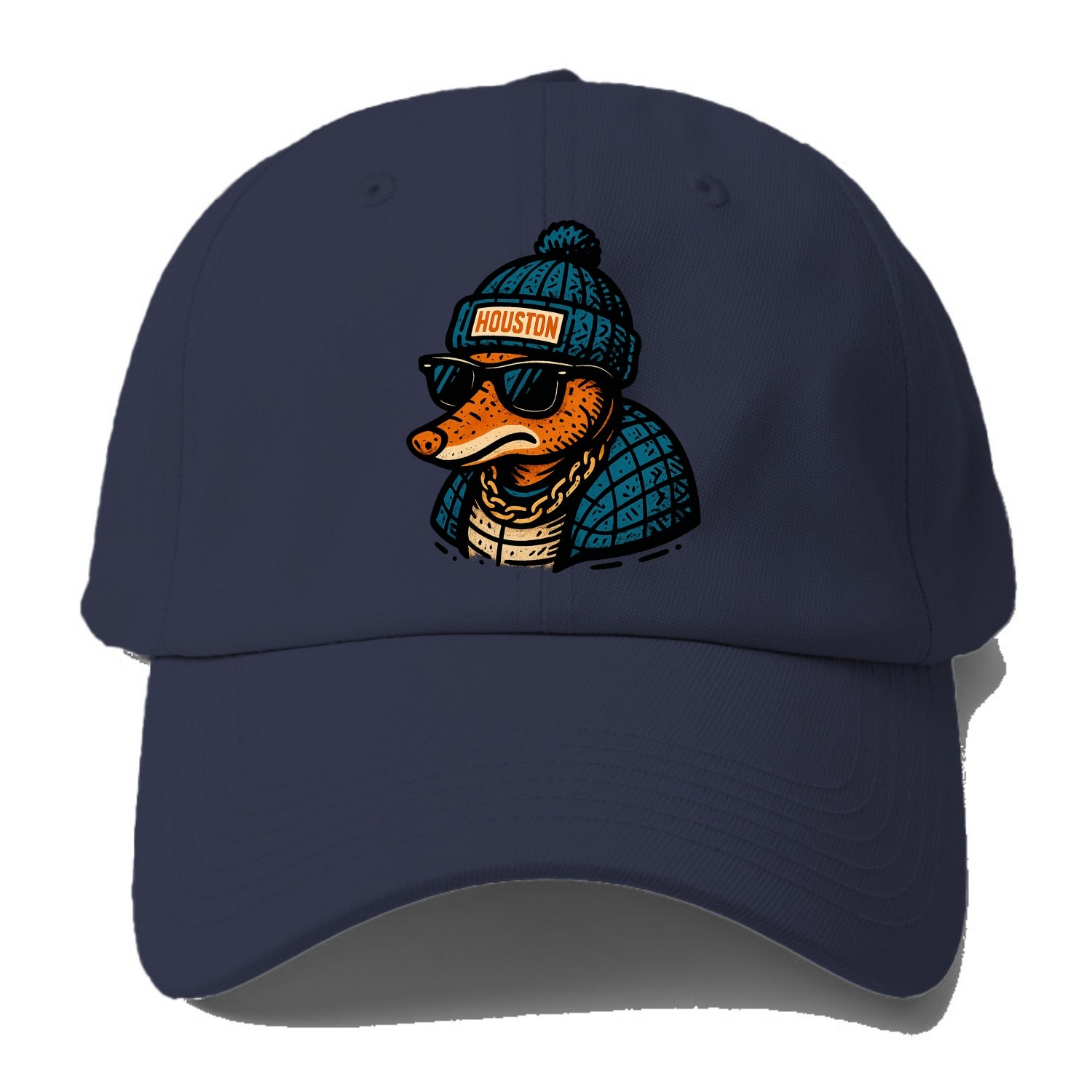 Houston Armadillo wearing Houston beanie with pom pom and wayfarer - Baseball Cap For Big Heads - Twilight Navy(Blue)