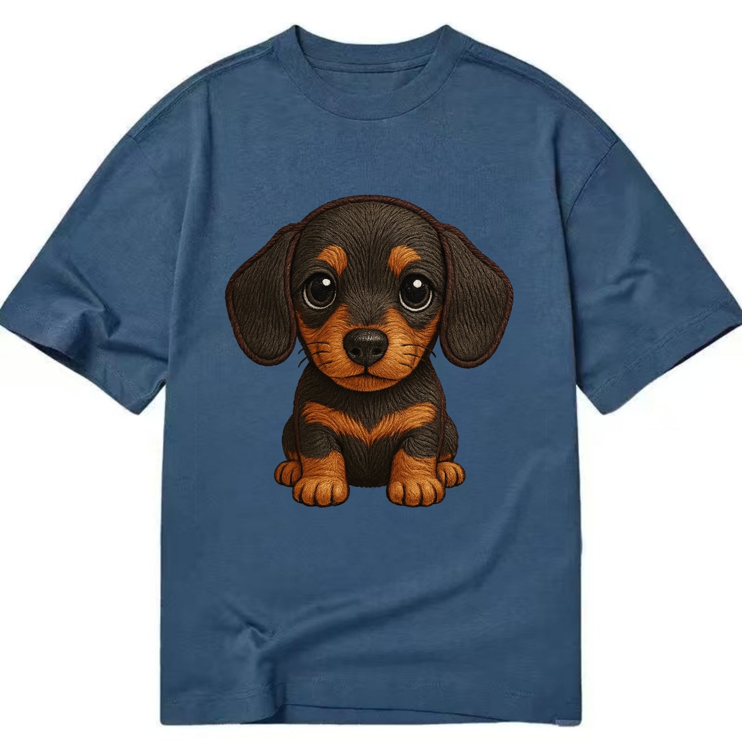 Baby Dachshund Puppy - long body, short legs, floppy ears, curious eyes, - Classic T-shirt - Twilight Navy(Blue)