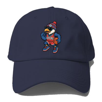 Philadelphia Eagle wearing 76ers red white and blue beanie with bell patch and - Baseball Cap - Twilight Navy(Blue)