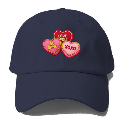 VALENTINES HEARTS - candy hearts in pink and red , love day - Baseball Cap - Twilight Navy(Blue)