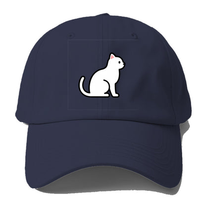 Domestic Shorthair - White classic flat side profile - Baseball Cap - Twilight Navy(Blue)