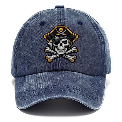 PIRATE SKULL - Jolly Roger skull in black and white , pirate - Classic Cap - Twilight Navy(Blue)