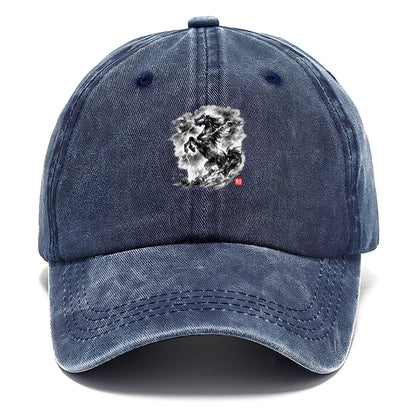 THUNDER HORSE | Storm horse with lightning elements | Dramatic storm clouds - Classic Cap - Twilight Navy(Blue)