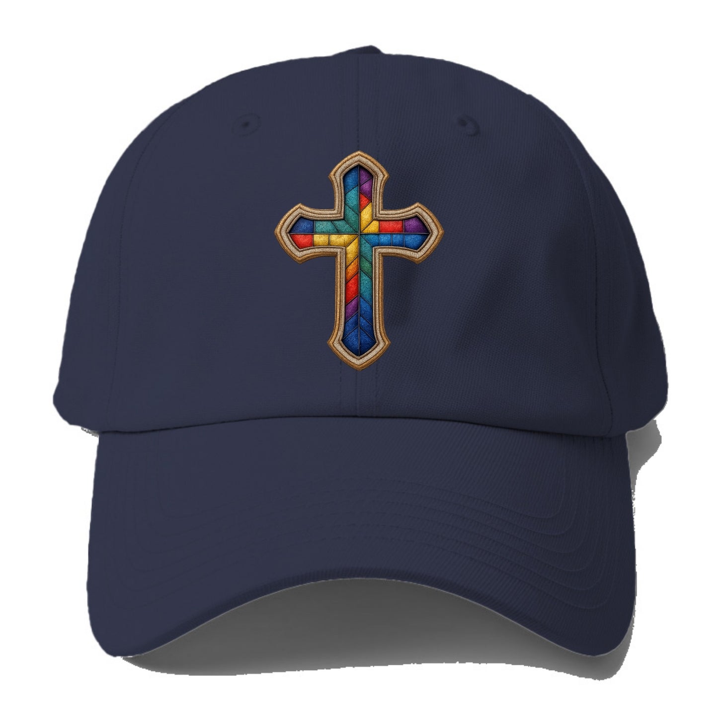 Stained Glass Cross  - Baseball Cap For Big Heads - Twilight Navy(Blue)