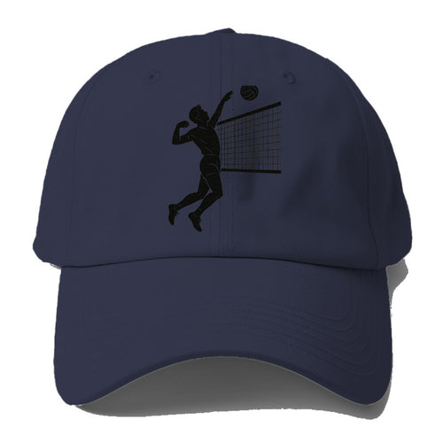 Volleyball player spiking at the net - Baseball Cap