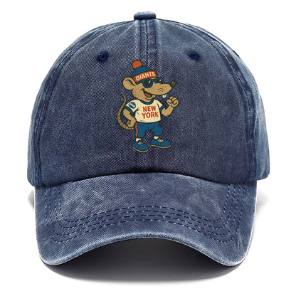 New York Rat wearing Giants beanie with subway patch and wayfarer sunglasses - Classic Cap - Twilight Navy(Blue)