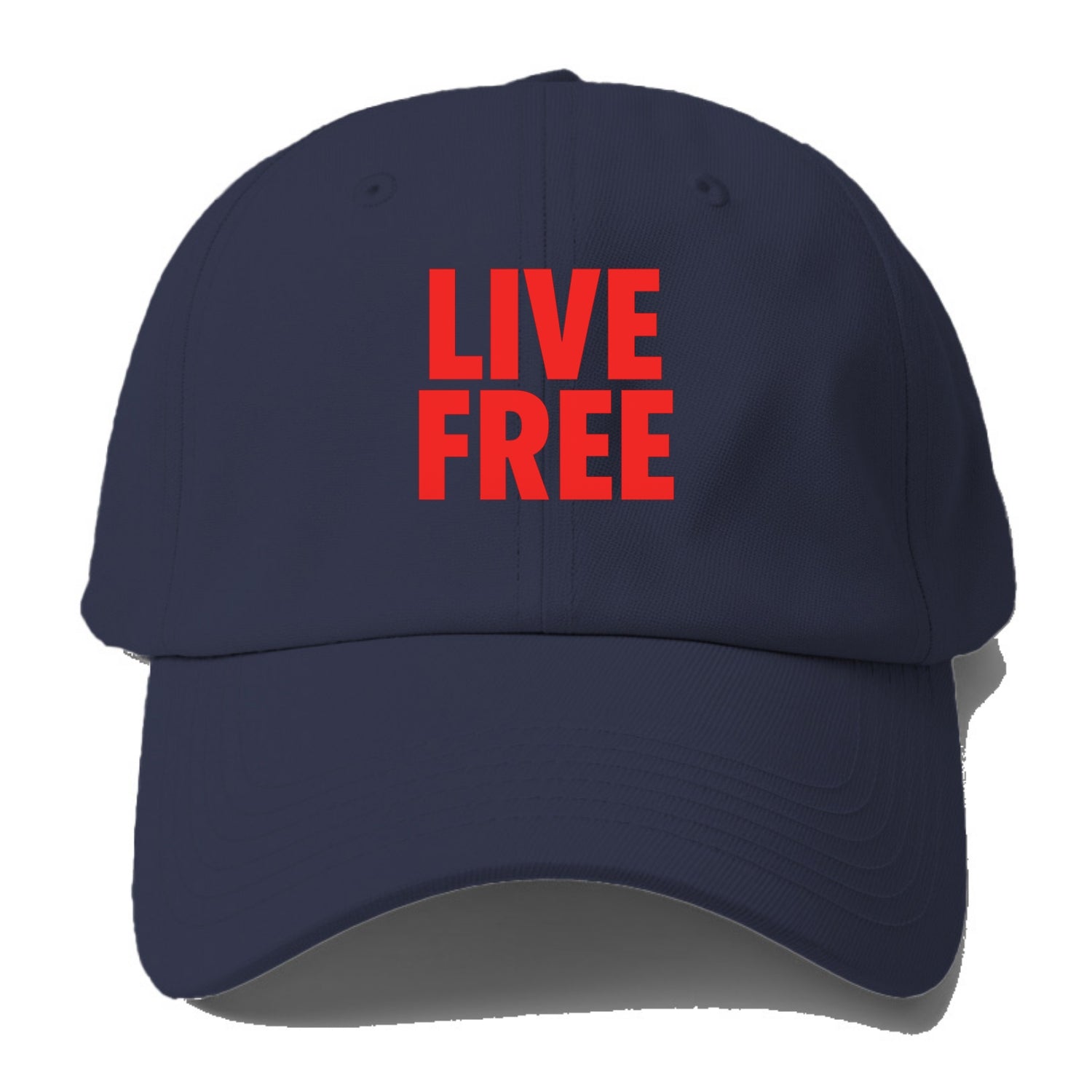 Bold typography design - "LIVE FREE" - unrestricted living - Baseball Cap - Twilight Navy(Blue)