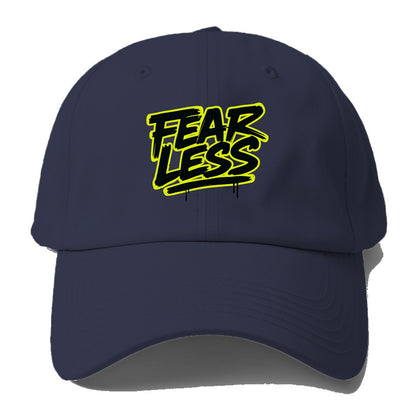 Bold typography design - "FEARLESS" - courage, bravery, facing challenges head on - Baseball Cap - Twilight Navy(Blue)