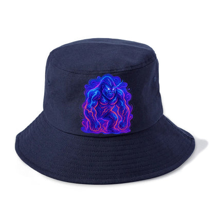 Mighty gorilla with electricity flowing through defined muscles, lightning bolt - Bucket Hat - Twilight Navy(Blue)