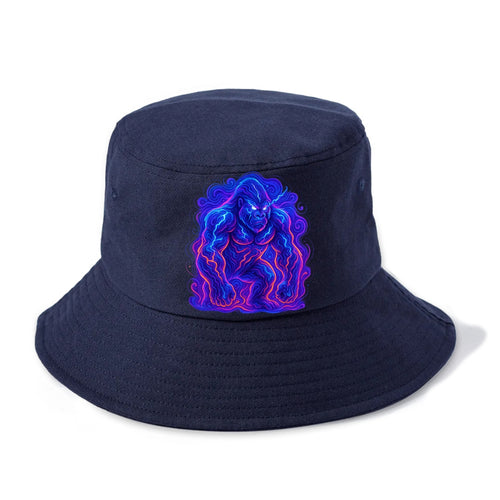 Mighty gorilla with electricity flowing through defined muscles, lightning bolt - Bucket Hat