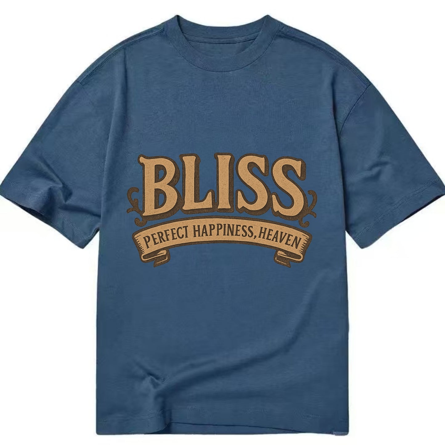 Bold typography design - "BLISS" - perfect happiness, heaven - Classic T-shirt - Twilight Navy(Blue)