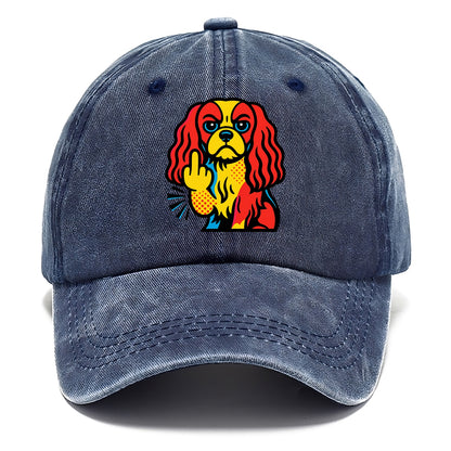 Cavalier King Charles Spaniel with long ears, regal paw giving finger - Classic Cap - Twilight Navy(Blue)