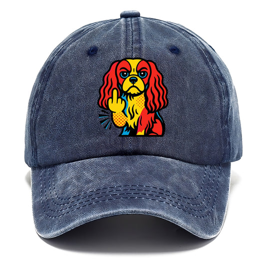 Cavalier King Charles Spaniel with long ears, regal paw giving finger - Classic Cap - Twilight Navy(Blue)