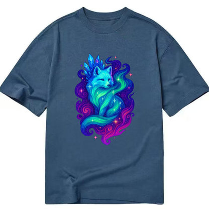 Ethereal arctic fox with fur that transforms into crystal formations, northern - Classic T-shirt - Twilight Navy(Blue)