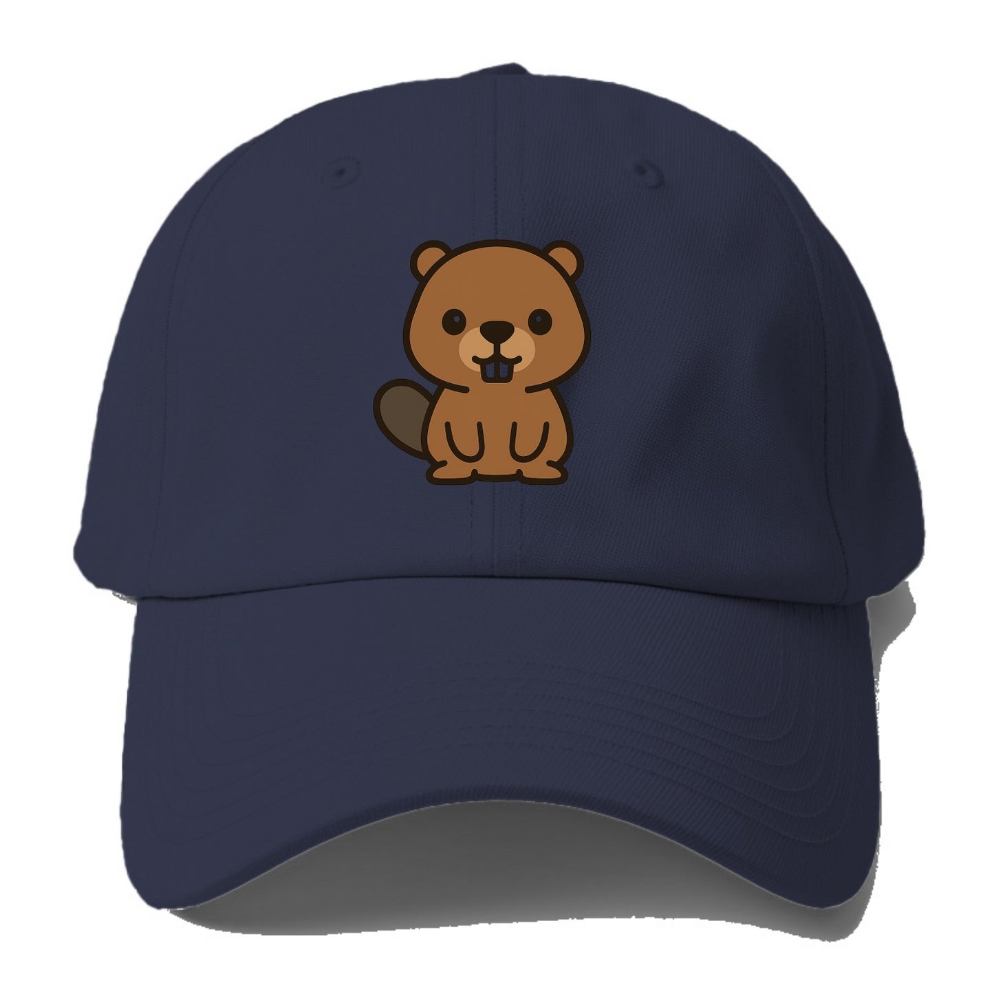 Baby Beaver - brown fur, paddle tail, buck teeth, friendly eyes, - Baseball Cap For Big Heads - Twilight Navy(Blue)