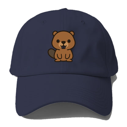 Baby Beaver - brown fur, paddle tail, buck teeth, friendly eyes, - Baseball Cap For Big Heads - Twilight Navy(Blue)