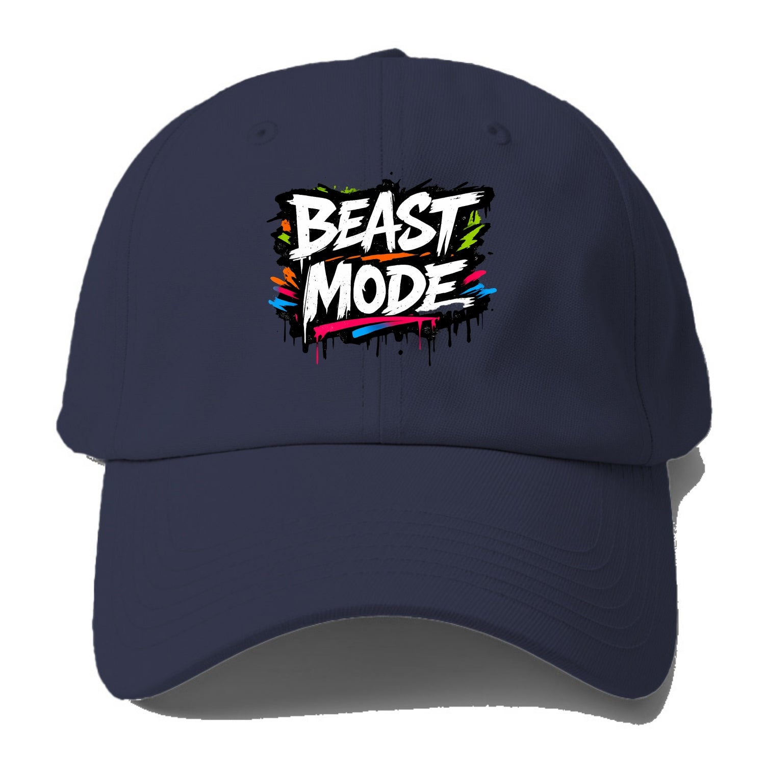 Bold typography design - "BEAST MODE" - intense workout, maximum effort - Baseball Cap - Twilight Navy(Blue)