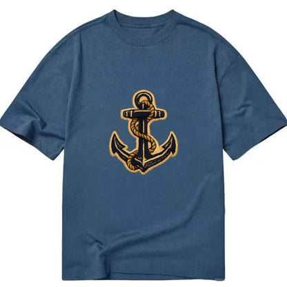 ANCHOR ROPE - classic anchor with rope in navy and gold , sailor - Classic T-shirt - Twilight Navy(Blue)