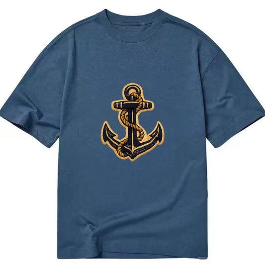 ANCHOR ROPE - classic anchor with rope in navy and gold , sailor - Classic T-shirt - Twilight Navy(Blue)