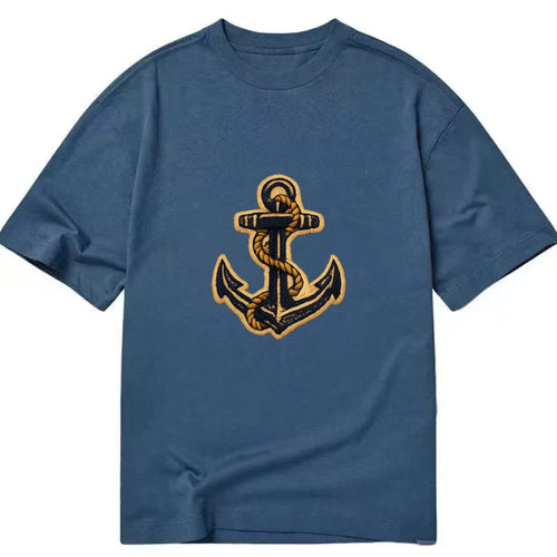 ANCHOR ROPE - classic anchor with rope in navy and gold , sailor - Classic T-shirt