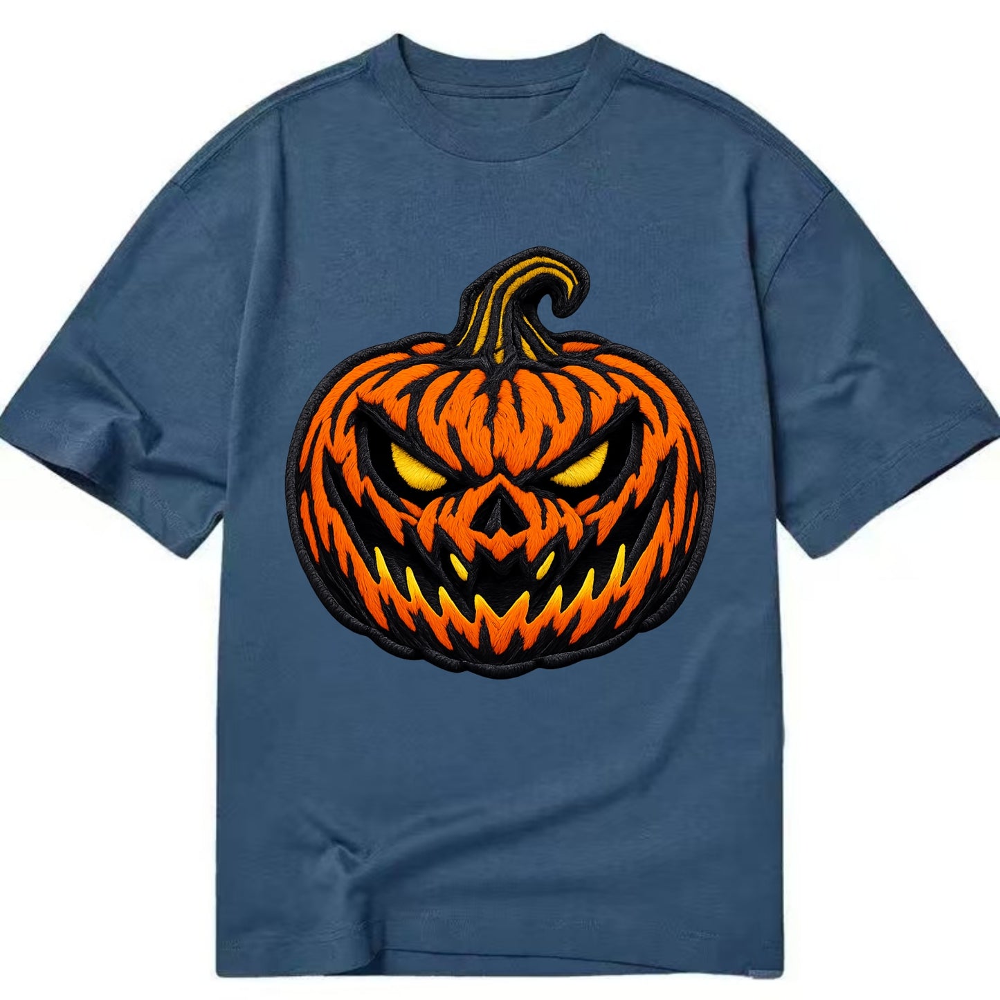 HALLOWEEN PUMPKIN - jack o lantern in orange and black , spooky - Classic T-shirt - Twilight Navy(Blue)