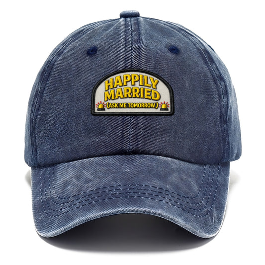 HAPPILY MARRIED  - yellow ask tomorrow - yellow - marital flux - Classic Cap - Twilight Navy(Blue)