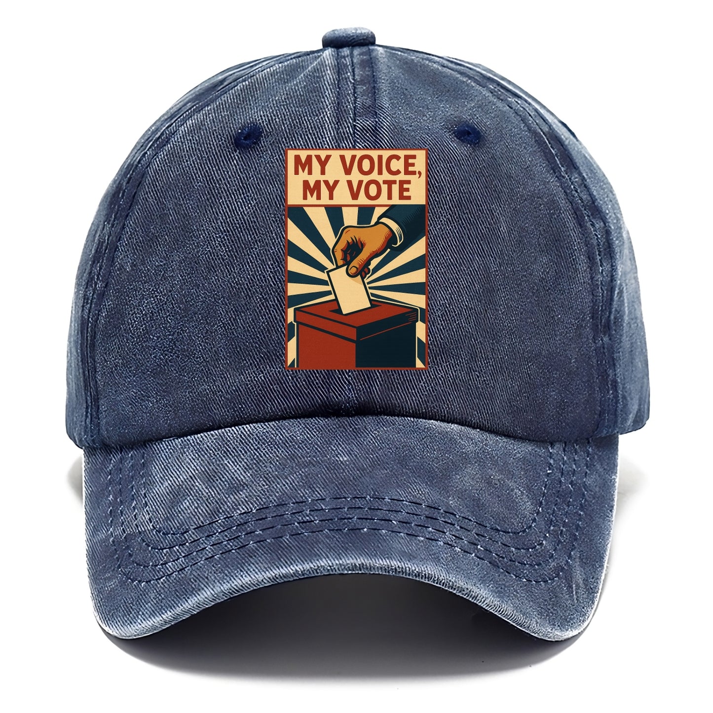 Hand dropping ballot into box with determination - "My Voice, My Vote" - individual - Classic Cap - Twilight Navy(Blue)