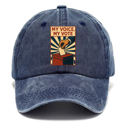 Hand dropping ballot into box with determination - "My Voice, My Vote" - individual - Classic Cap - Twilight Navy(Blue)