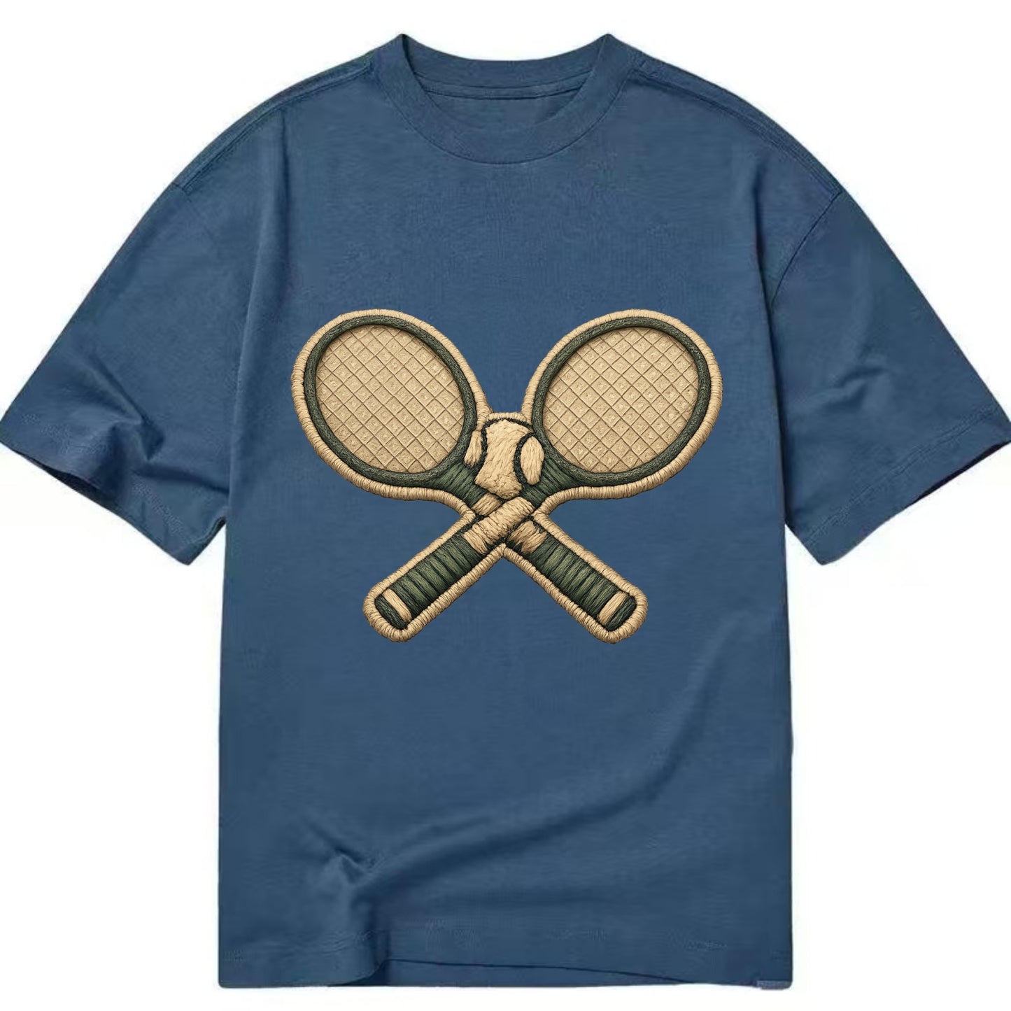 Embroidered patch design - TENNIS RACKET CROSSED - tennis rackets with ball in - Classic T-shirt - Twilight Navy(Blue)