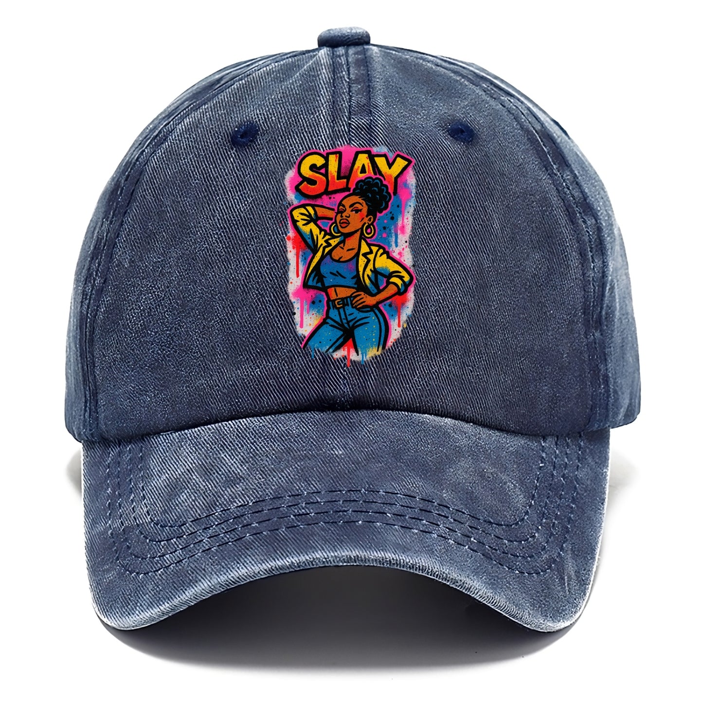 Empowered figure striking confident pose - "slay" culture, fierce and fabulous energy - Classic Cap - Twilight Navy(Blue)