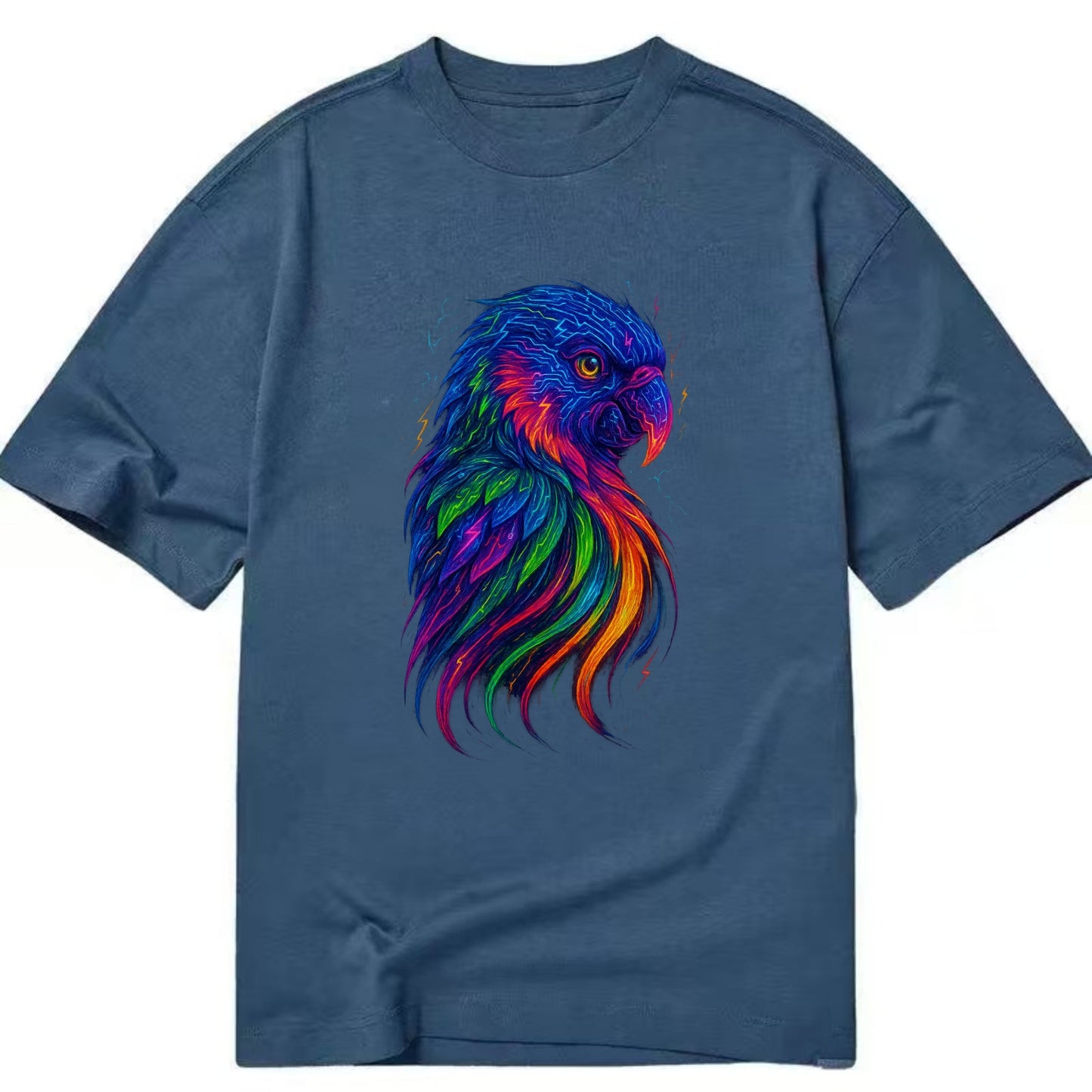 Vibrant parrot with feathers flowing into tropical rainbow streams, every color - Classic T-shirt - Twilight Navy(Blue)