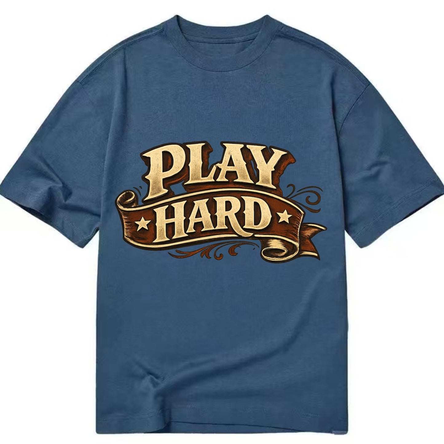 Bold typography design - "PLAY HARD" - giving your all, full effort - Classic T-shirt - Twilight Navy(Blue)