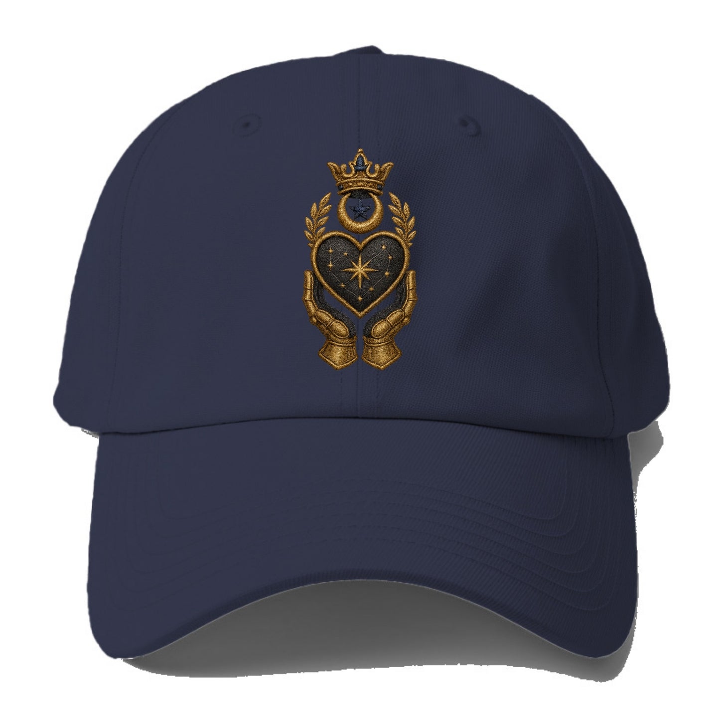 Crowned heart with Art Deco sunburst crown and geometric filigree - Baseball Cap For Big Heads - Twilight Navy(Blue)