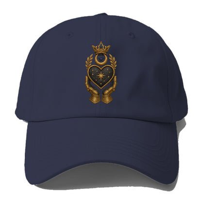 Crowned heart with Art Deco sunburst crown and geometric filigree - Baseball Cap For Big Heads - Twilight Navy(Blue)