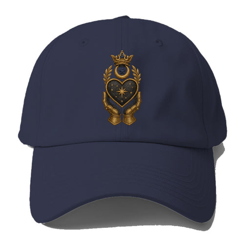Crowned heart with Art Deco sunburst crown and geometric filigree - Baseball Cap For Big Heads